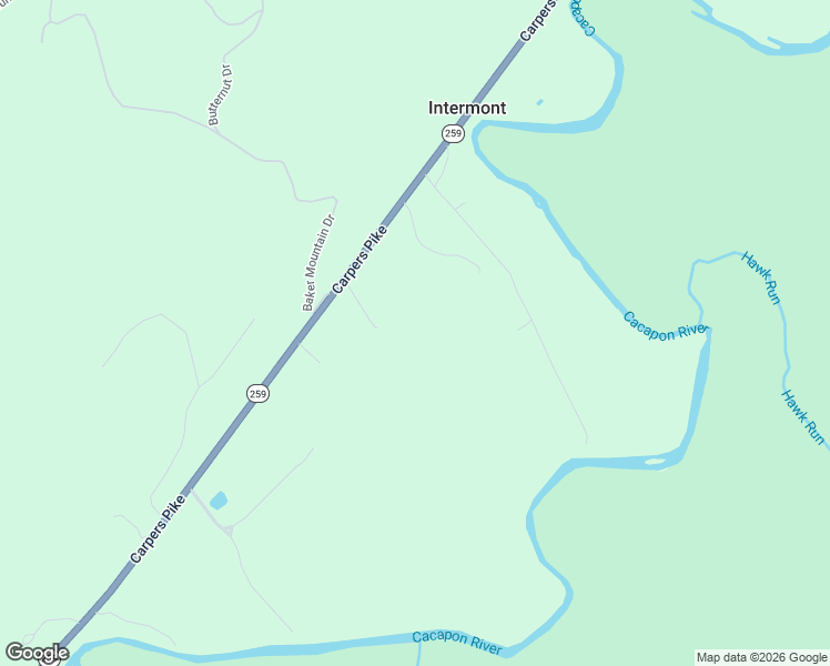 map of restaurants, bars, coffee shops, grocery stores, and more near Carpers Pike in Wardensville