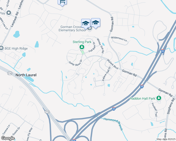 map of restaurants, bars, coffee shops, grocery stores, and more near 8440 Charmed Days in Laurel