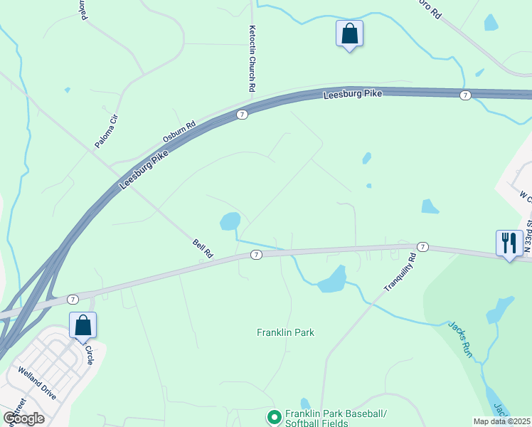 map of restaurants, bars, coffee shops, grocery stores, and more near 17302 Simmons Road in Purcellville
