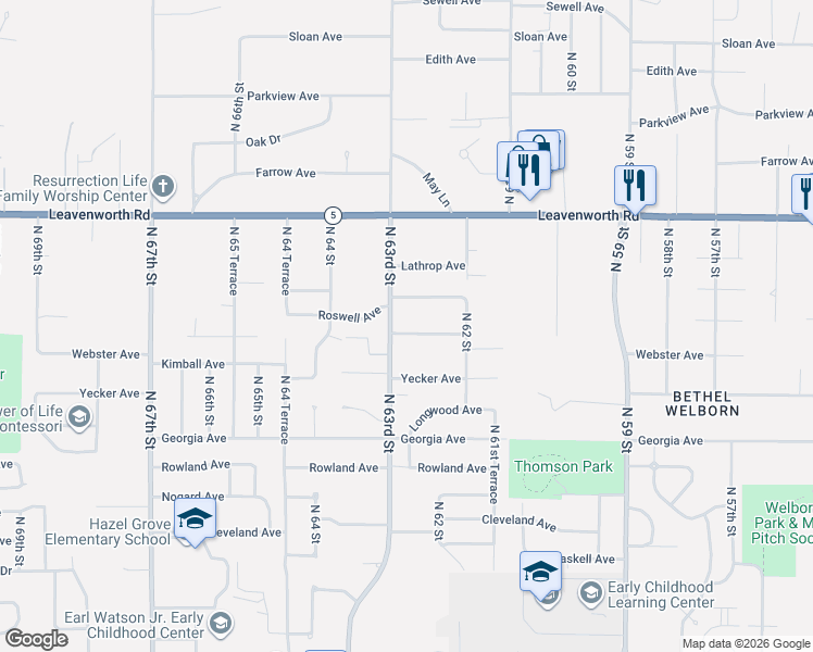 map of restaurants, bars, coffee shops, grocery stores, and more near 6246 Webster Avenue in Kansas City