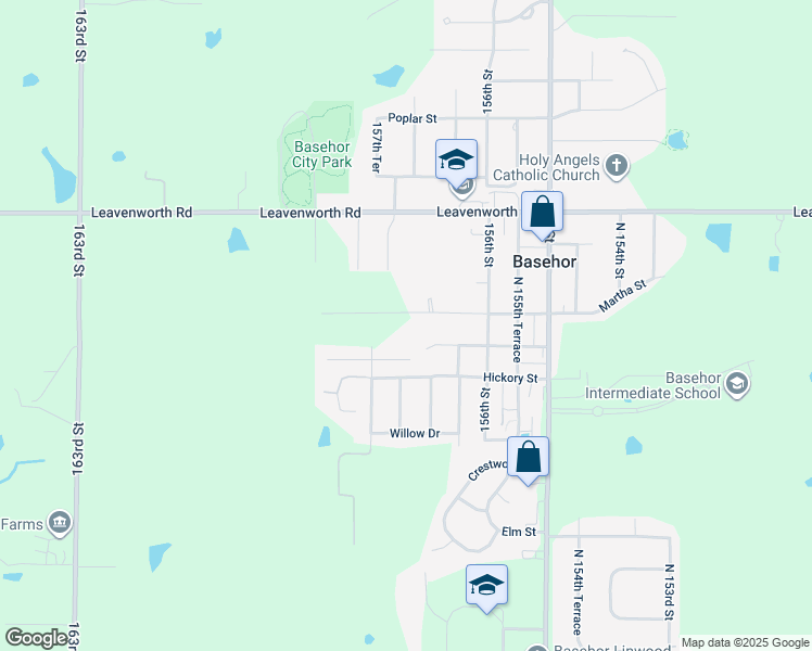 map of restaurants, bars, coffee shops, grocery stores, and more near 15725 Ripley Street in Basehor