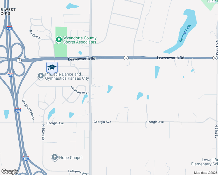 map of restaurants, bars, coffee shops, grocery stores, and more near 2905 North 99 Street in Kansas City