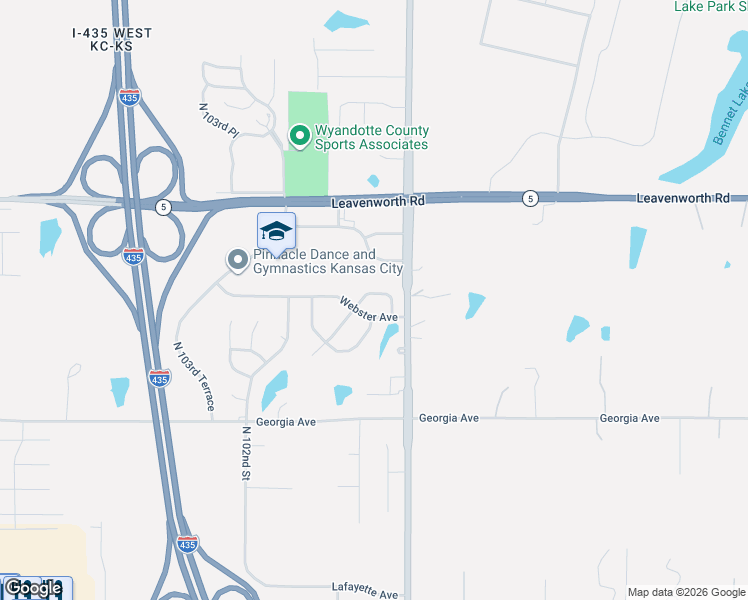 map of restaurants, bars, coffee shops, grocery stores, and more near 9910 Webster Circle in Kansas City