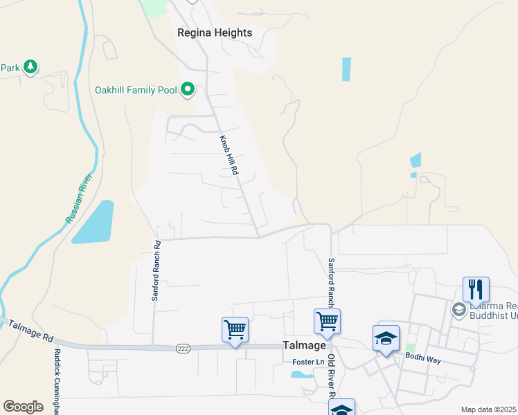 map of restaurants, bars, coffee shops, grocery stores, and more near 1460 Fir Terrace Drive in Ukiah