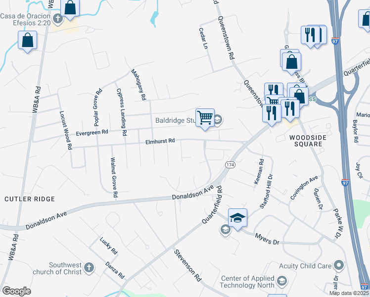 map of restaurants, bars, coffee shops, grocery stores, and more near 7851 Spruce Hill Road in Severn