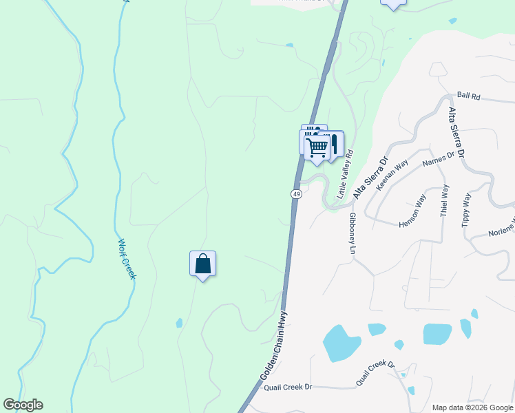 map of restaurants, bars, coffee shops, grocery stores, and more near 16038 Meadowbrook Court in Grass Valley