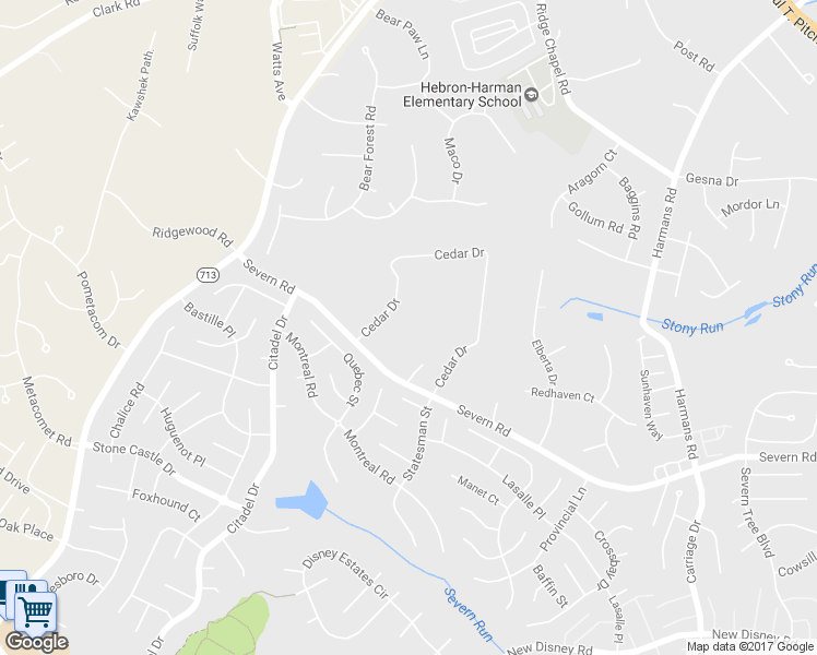 map of restaurants, bars, coffee shops, grocery stores, and more near 1887 Cedar Drive in Severn