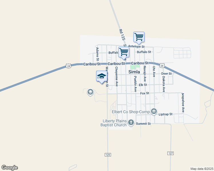 map of restaurants, bars, coffee shops, grocery stores, and more near Washington Avenue in Simla