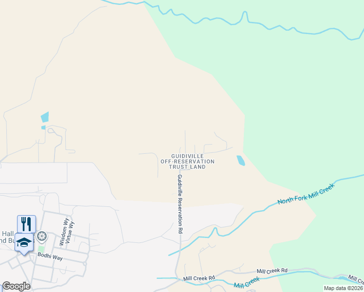 map of restaurants, bars, coffee shops, grocery stores, and more near 1691 Guidiville Reservation Road in Ukiah