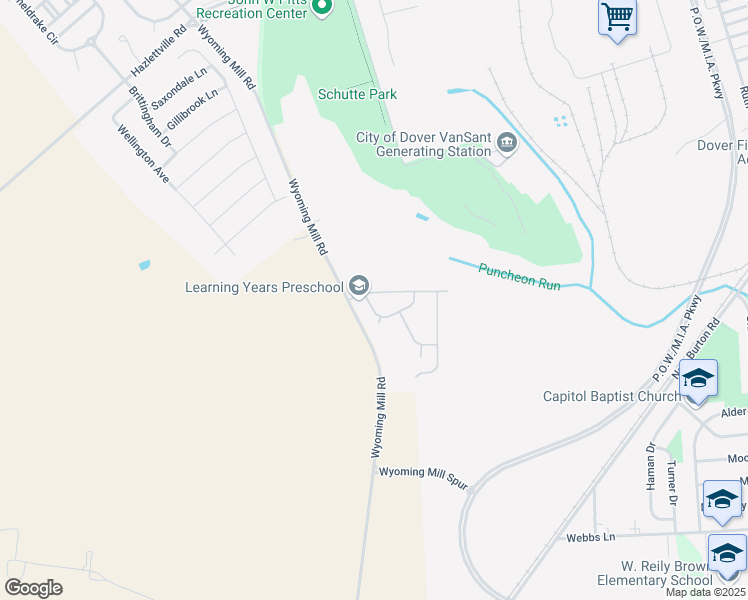 map of restaurants, bars, coffee shops, grocery stores, and more near 126 Creek Bend Road in Dover