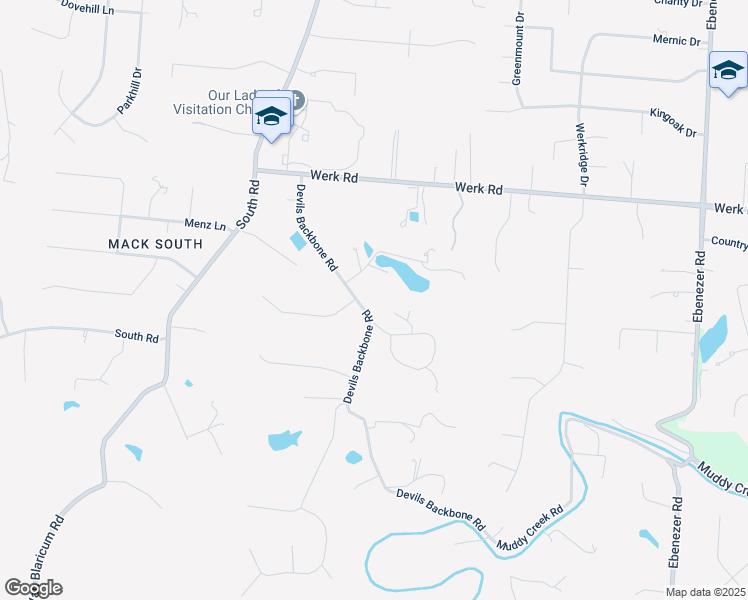 map of restaurants, bars, coffee shops, grocery stores, and more near 2790 Devils Backbone Road in Cincinnati