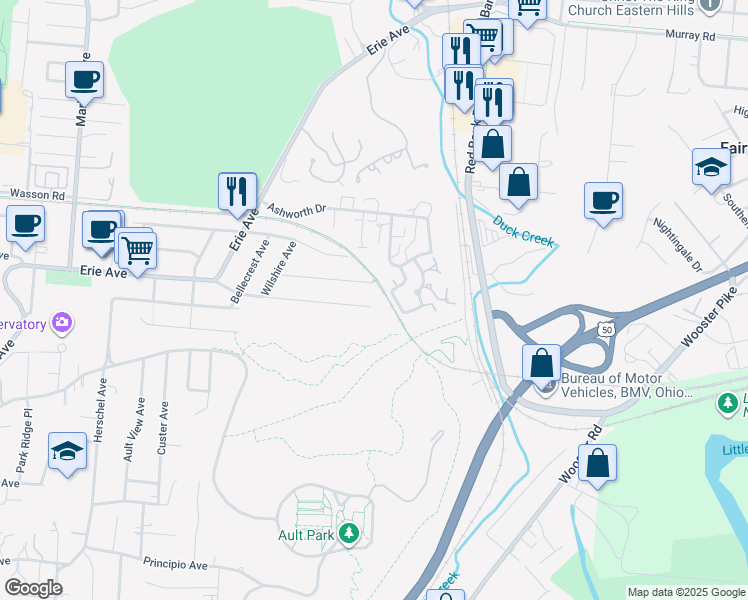 map of restaurants, bars, coffee shops, grocery stores, and more near 3830 Ault Park Avenue in Cincinnati