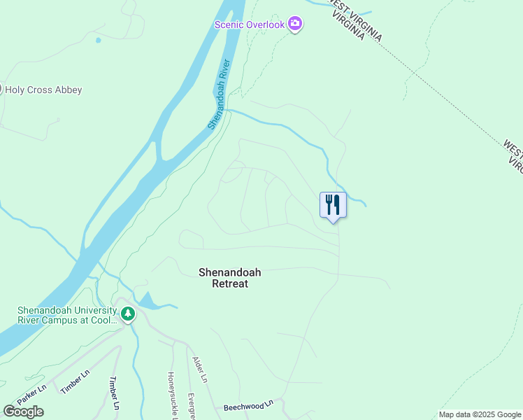 map of restaurants, bars, coffee shops, grocery stores, and more near 51 Aspen Lane in Bluemont