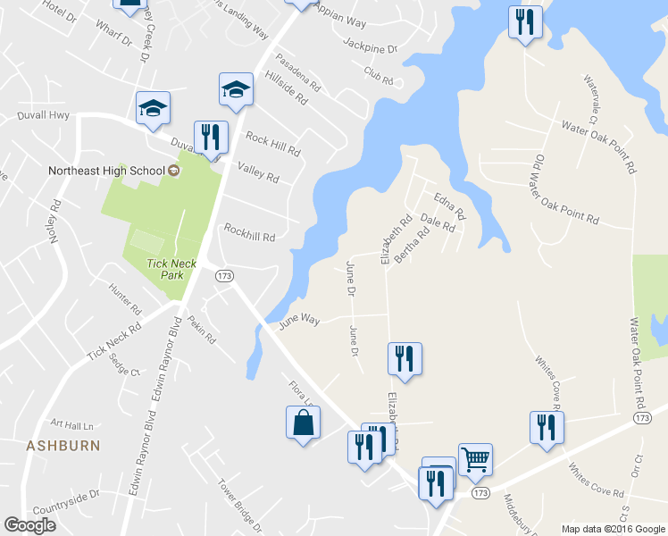 map of restaurants, bars, coffee shops, grocery stores, and more near Isle Drive in Pasadena