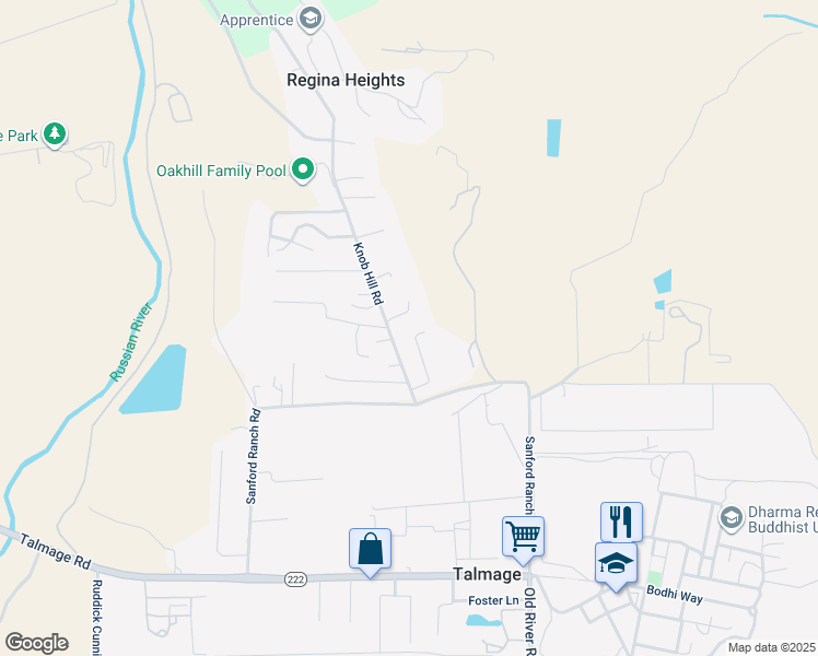 map of restaurants, bars, coffee shops, grocery stores, and more near 1430 Fir Terrace Drive in Ukiah