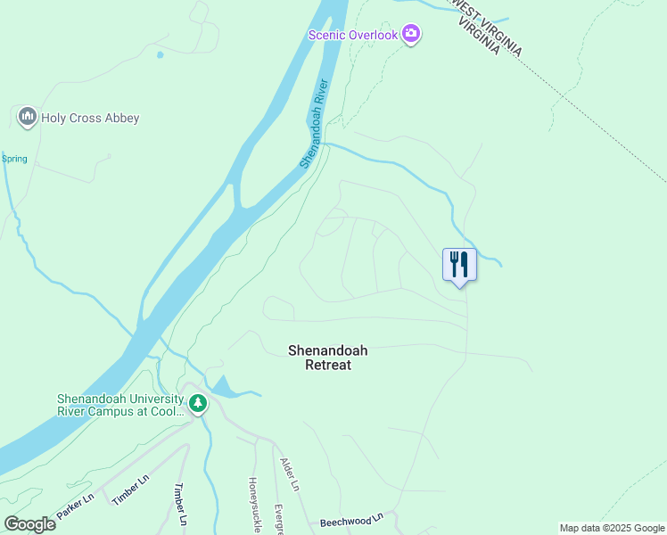 map of restaurants, bars, coffee shops, grocery stores, and more near 77 Balsam Lane in Bluemont