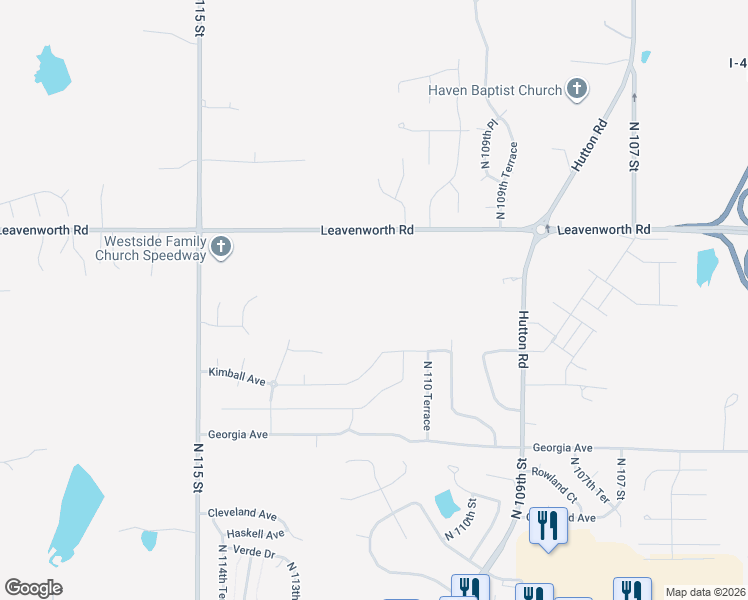 map of restaurants, bars, coffee shops, grocery stores, and more near 11151 Leavenworth Road in Kansas City