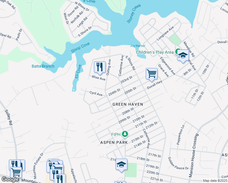 map of restaurants, bars, coffee shops, grocery stores, and more near 714 204th Street in Pasadena