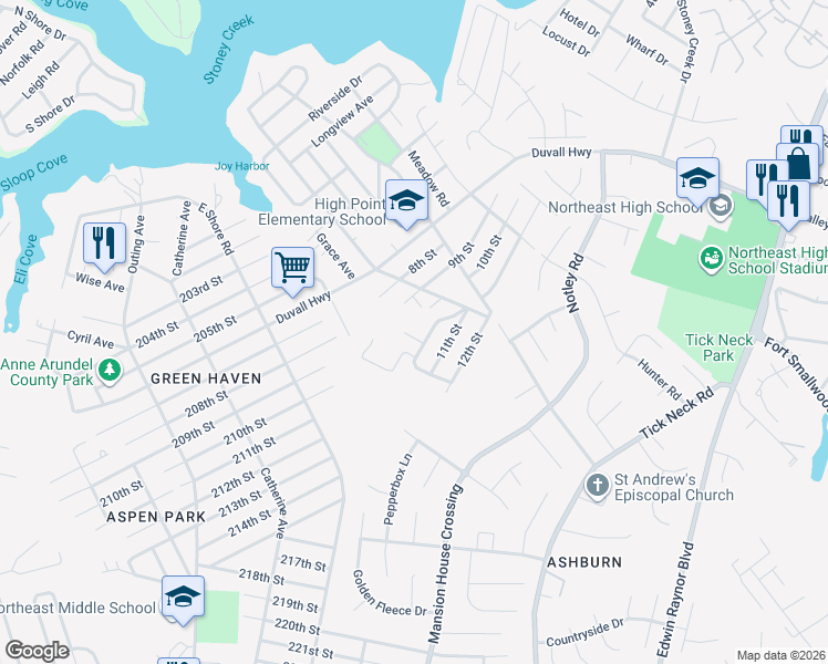 map of restaurants, bars, coffee shops, grocery stores, and more near 7707 Lake Circle in Pasadena