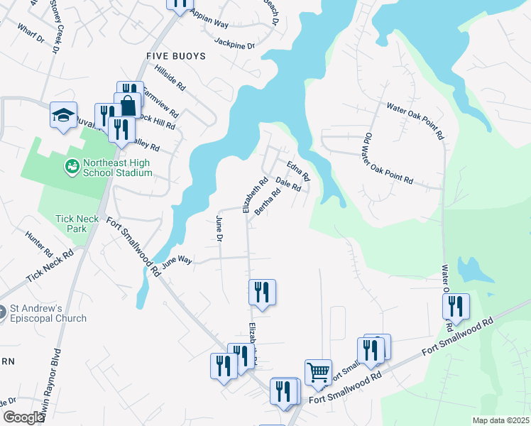 map of restaurants, bars, coffee shops, grocery stores, and more near 1368 Edna Road in Pasadena