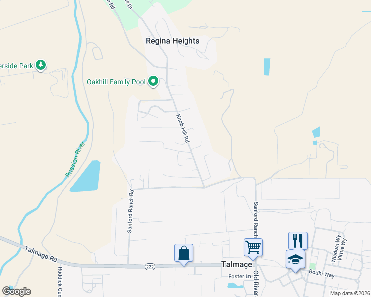 map of restaurants, bars, coffee shops, grocery stores, and more near 1698 Crane Terrace in Ukiah