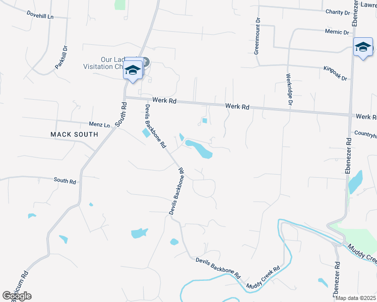 map of restaurants, bars, coffee shops, grocery stores, and more near 2790 Devils Backbone Road in Cincinnati