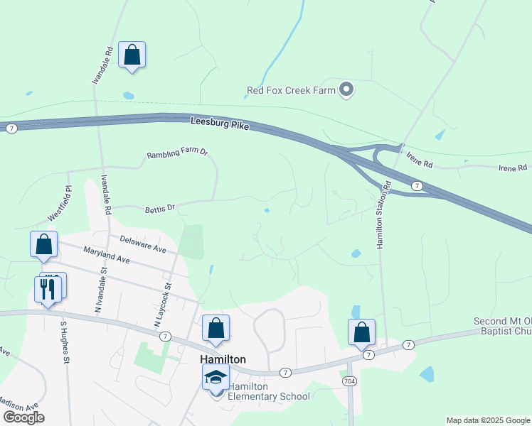 map of restaurants, bars, coffee shops, grocery stores, and more near 38829 Bettis Dr in Hamilton