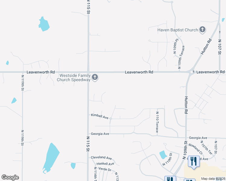 map of restaurants, bars, coffee shops, grocery stores, and more near 2951 North 115 Street in Kansas City