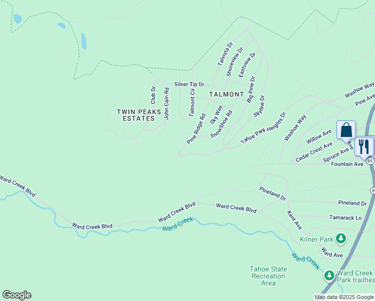 map of restaurants, bars, coffee shops, grocery stores, and more near 1900 Tahoe Park Heights Drive in Tahoe City