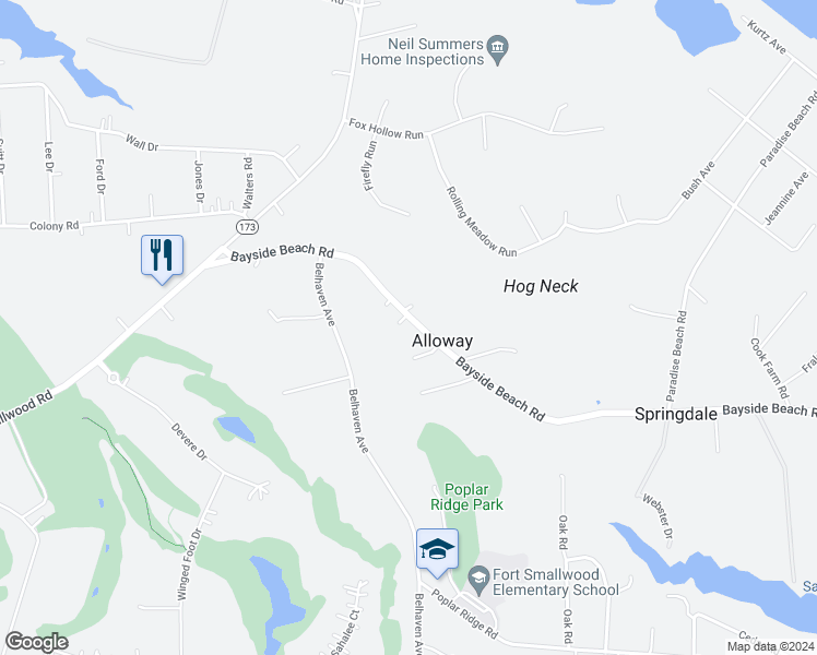 map of restaurants, bars, coffee shops, grocery stores, and more near 1723 Bayside Beach Road in Pasadena