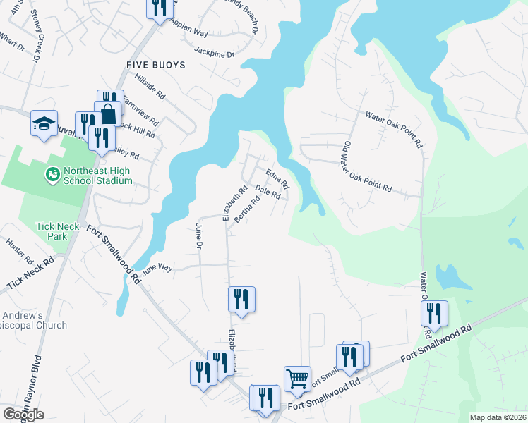 map of restaurants, bars, coffee shops, grocery stores, and more near 7822 East Road in Pasadena