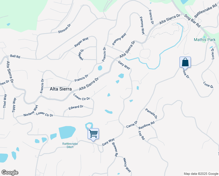 map of restaurants, bars, coffee shops, grocery stores, and more near 11575 Bernadine Court in Grass Valley