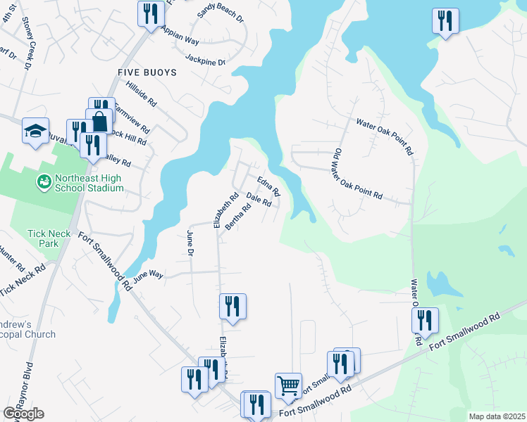 map of restaurants, bars, coffee shops, grocery stores, and more near 7814 East Road in Pasadena
