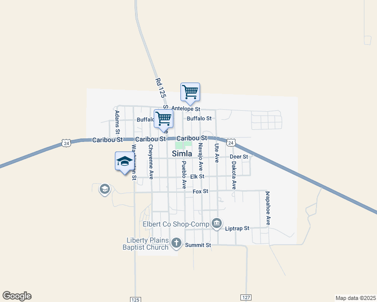 map of restaurants, bars, coffee shops, grocery stores, and more near 702 Caribou Street in Simla