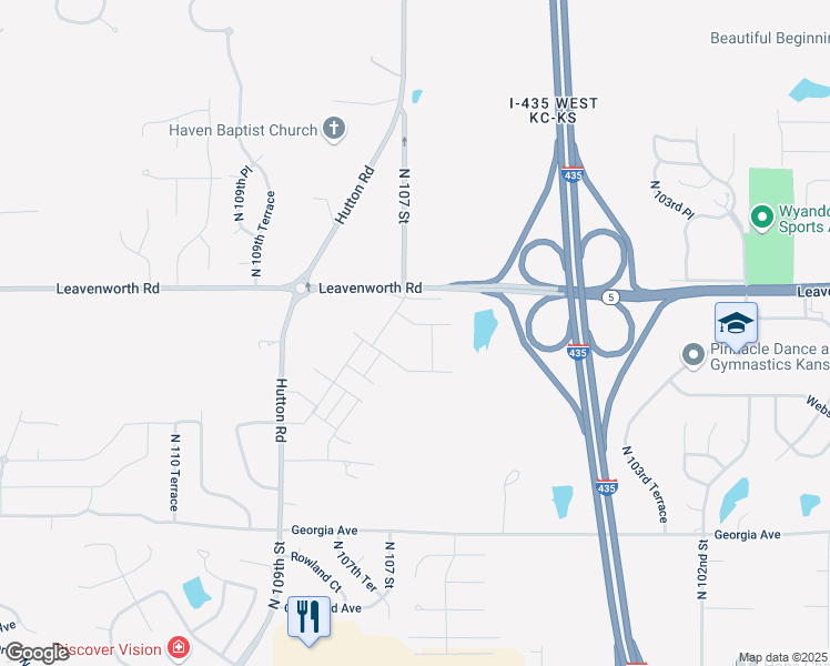 map of restaurants, bars, coffee shops, grocery stores, and more near 3050 New Market Avenue in Kansas City