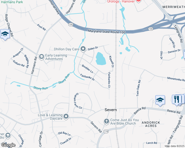 map of restaurants, bars, coffee shops, grocery stores, and more near 1423 Boulder Lane in Hanover
