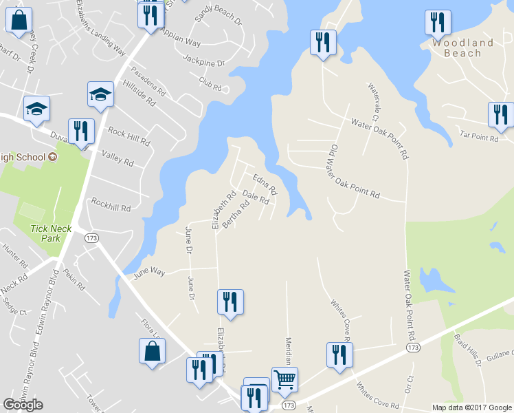 map of restaurants, bars, coffee shops, grocery stores, and more near 7814 East Road in Pasadena