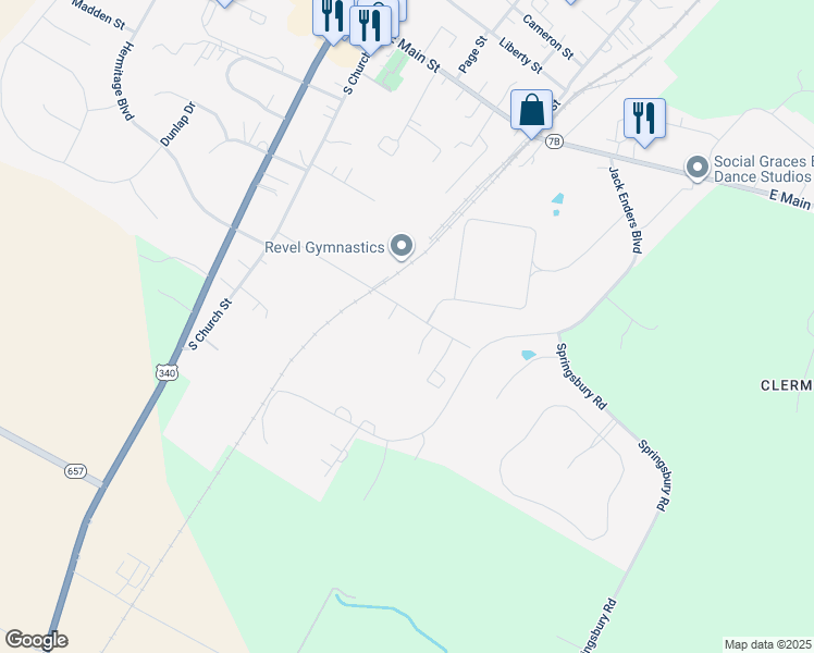 map of restaurants, bars, coffee shops, grocery stores, and more near 221 Josephine Street in Berryville
