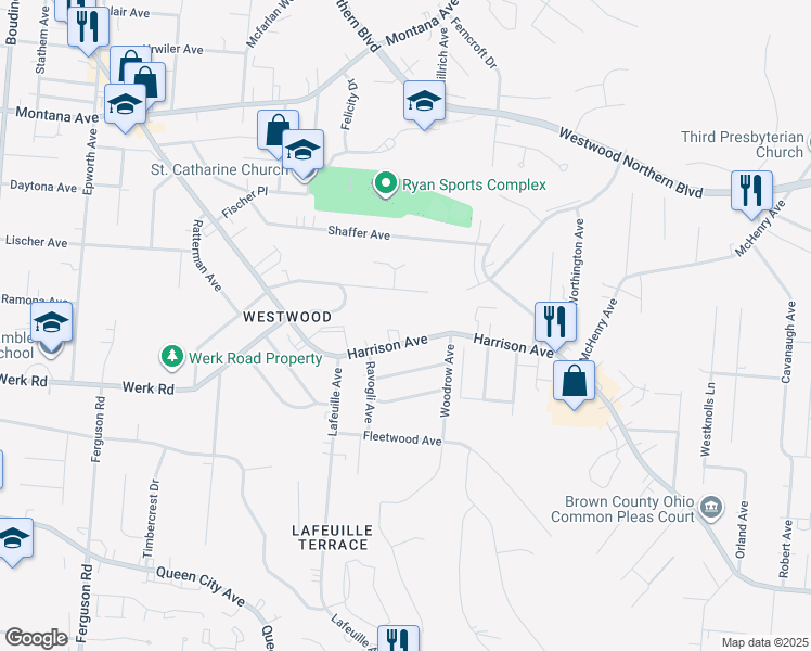 map of restaurants, bars, coffee shops, grocery stores, and more near 2663 McKinley Avenue in Cincinnati