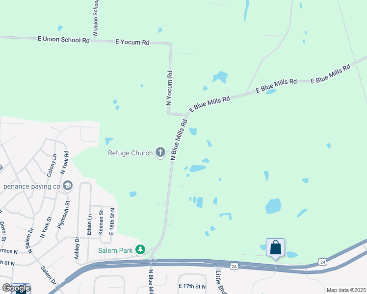 map of restaurants, bars, coffee shops, grocery stores, and more near 2207 North Blue Mills Road in Independence