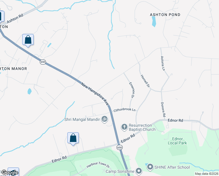 map of restaurants, bars, coffee shops, grocery stores, and more near 901 Tucker Lane in Ashton-Sandy Spring