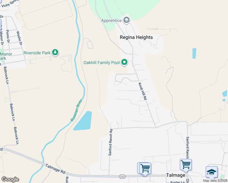 map of restaurants, bars, coffee shops, grocery stores, and more near 1521 Glenwood Drive in Ukiah