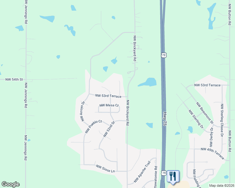 map of restaurants, bars, coffee shops, grocery stores, and more near 4332 Northwest 53rd Terrace in Topeka