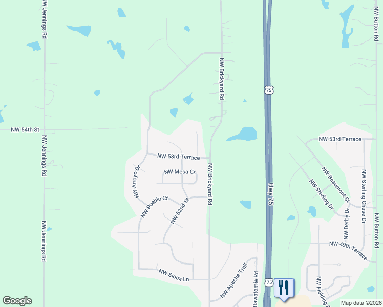 map of restaurants, bars, coffee shops, grocery stores, and more near 4332 Northwest 53rd Terrace in Topeka
