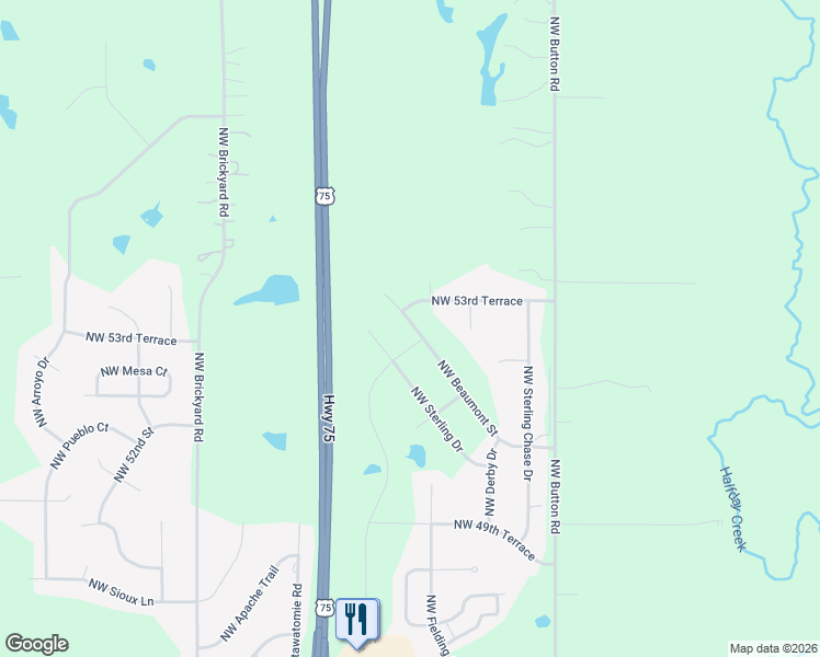 map of restaurants, bars, coffee shops, grocery stores, and more near 5117 Northwest Beaumont Street in Topeka