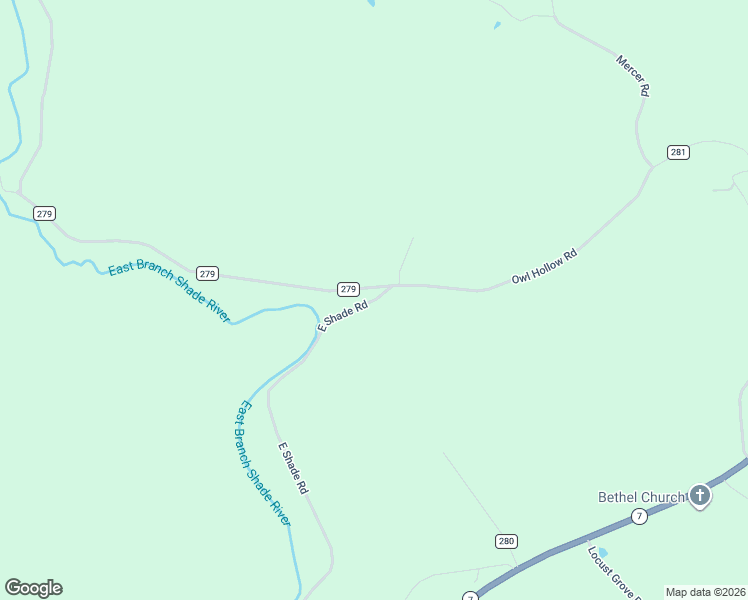 map of restaurants, bars, coffee shops, grocery stores, and more near 40625 East Shade Road in Reedsville