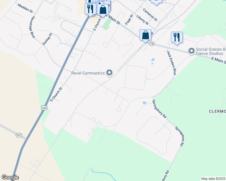 map of restaurants, bars, coffee shops, grocery stores, and more near 218 Josephine Street in Berryville