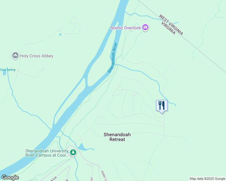 map of restaurants, bars, coffee shops, grocery stores, and more near 631 Cedar Lane in Shenandoah Retreat