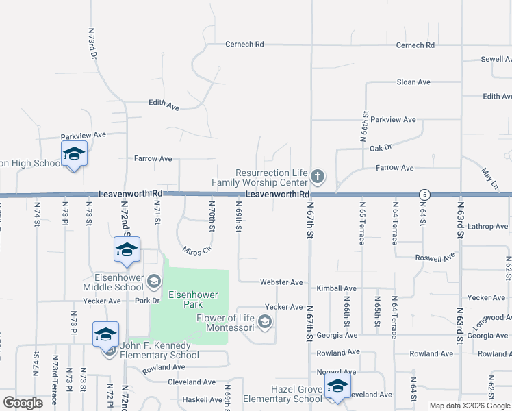 map of restaurants, bars, coffee shops, grocery stores, and more near 6819 Leavenworth Road in Kansas City