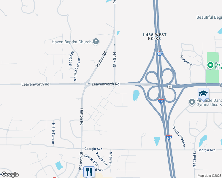 map of restaurants, bars, coffee shops, grocery stores, and more near 3050 New Market Avenue in Kansas City